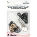 Boutons-pression tissus épais 15 mm noirs avec outil de pose - lot de 8
