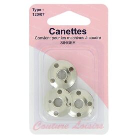 Canettes pour Singer type 120/07 en métal - lot de 3