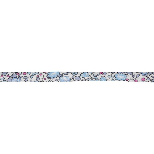 Cordon spaghetti Liberty 7 mm au mètre - Fleurs bleu ciel Cordon spaghetti Liberty 7 mm au mètre - Fleurs bleu ciel