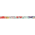 Cordon spaghetti Liberty 7 mm au mètre - Fleurs orange et turquoise