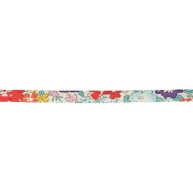 Cordon spaghetti Liberty 7 mm au mètre - Fleurs orange et turquoise
