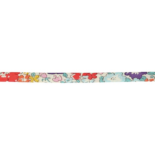 Cordon spaghetti Liberty 7 mm au mètre - Fleurs orange et turquoise Cordon spaghetti Liberty 7 mm au mètre - Fleurs orange et turquoise