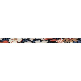 Cordon spaghetti Liberty 7 mm au mètre - Fleurs orange fond noir