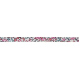 Cordon spaghetti Liberty 7 mm au mètre - Fleurs roses