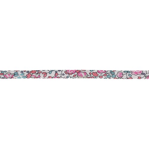Cordon spaghetti Liberty 7 mm au mètre - Fleurs roses Cordon spaghetti Liberty 7 mm au mètre - Fleurs roses
