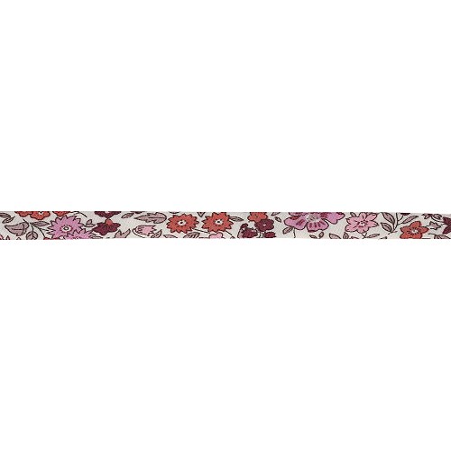 Cordon spaghetti Liberty 7 mm au mètre - Fleurs roses et rouges Cordon spaghetti Liberty 7 mm au mètre - Fleurs roses et rouges