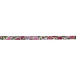 Cordon spaghetti Liberty 7 mm au mètre - Fleurs roses et violettes