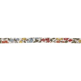Cordon spaghetti Liberty 7 mm au mètre - Fleurs rouges et bleues