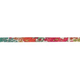 Cordon spaghetti Liberty 7 mm au mètre - Grandes fleurs rouges et roses