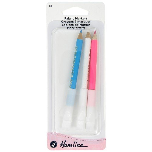 Crayons pour tissu avec brosse - rose, blanc, bleu Crayons pour tissu avec brosse - rose, blanc, bleu