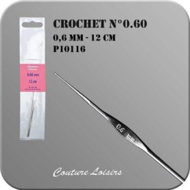 Crochet n° 0,6 en métal - 12 cm