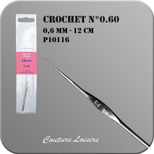 Crochet n° 0,6 en métal - 12 cm Crochet n° 0,6 en métal - 12 cm