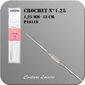 Crochet n° 1,25 en métal - 12 cm