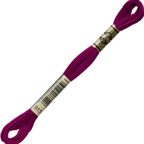 Fil à broder DMC Mouliné Spécial 25 - 915 Échevette DMC Mouliné Spécial 25, coloris 915