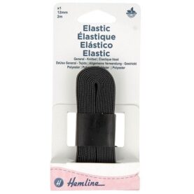 Élastique tissé souple 12 mm noir - 2 m