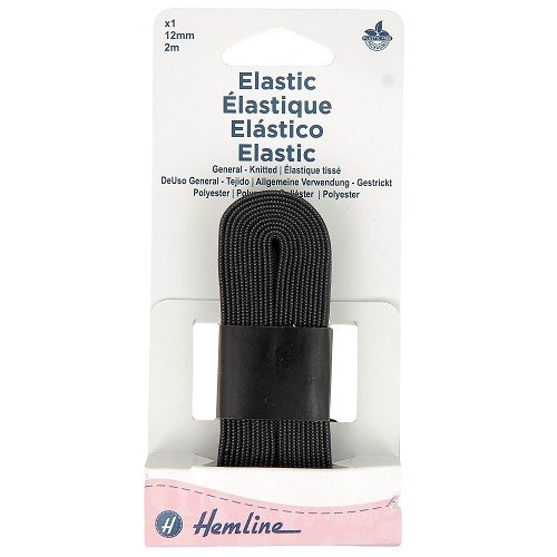 Élastique tissé souple 12 mm noir - 2 m Élastique tissé souple 12 mm noir - 2 m