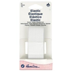 Élastique tissé souple 32 mm blanc - 1 m