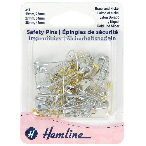 Épingles de sûreté nickel en laiton - assortiment - lot de 48 Épingles de sûreté nickel en laiton - assortiment - lot de 48