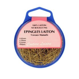 Épingles travaux manuels 20 × 0,65 mm en laiton - boîte d’environ 450