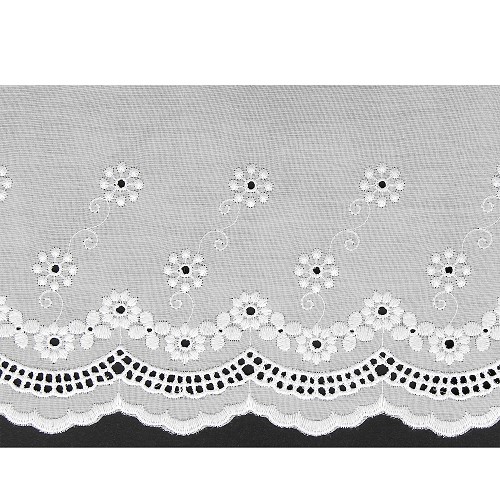 Galon broderie anglaise 135 mm au mètre - Blanc Galon broderie anglaise 135 mm au mètre - Blanc