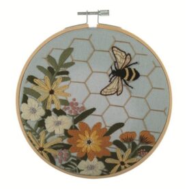 Kit broderie Trimits avec cercle 15 cm - Abeille et fleurs