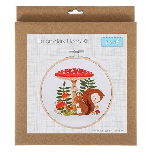 Kit broderie Trimits avec cercle 15 cm - Écureuil Kit broderie Trimits avec cercle 15 cm - Écureuil