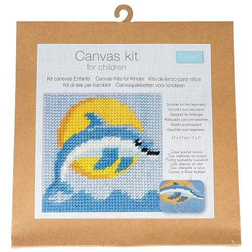 Kit canevas enfant gros points 17 × 17 cm Trimits - Dauphin Kit canevas enfant gros points 17 × 17 cm Trimits - Dauphin
