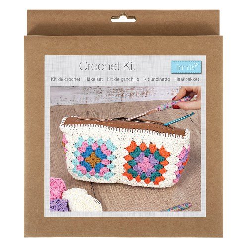 Kit crochet Trimits - Pochette zippée granny square Kit crochet Trimits - Pochette zippée granny square