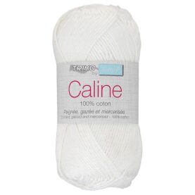 Pelote de fil à tricoter Caline Trimits, coloris Blanc