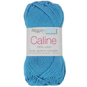Pelote de fil à tricoter Caline Trimits, coloris Bleu azur