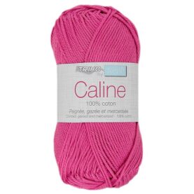 Pelote de fil à tricoter Caline Trimits, coloris Framboise