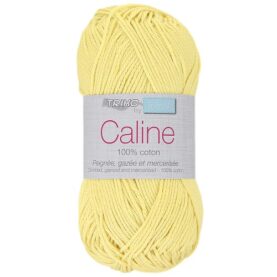 Pelote de fil à tricoter Caline Trimits, coloris Jaune paille