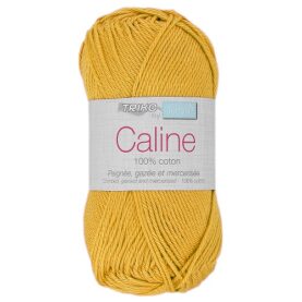 Pelote de fil à tricoter Caline Trimits, coloris Moutarde