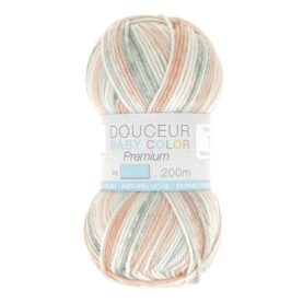 Pelote de fil à tricoter Douceur Baby Color Trimits, coloris Beige et bleu ciel