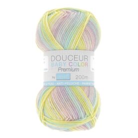 Pelote de fil à tricoter Douceur Baby Color Trimits, coloris Jaune et gris