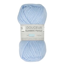 Pelote de fil à tricoter Douceur Classic Trimits, coloris Bleu ciel