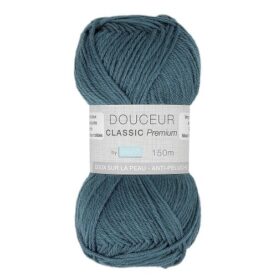 Pelote de fil à tricoter Douceur Classic Trimits, coloris Bleu pétrole