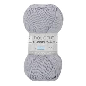 Pelote de fil à tricoter Douceur Classic Trimits, coloris Gris perle
