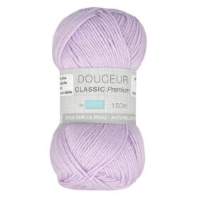 Pelote de fil à tricoter Douceur Classic Trimits, coloris Lilas
