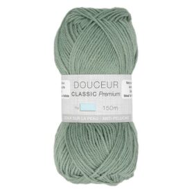 Pelote de fil à tricoter Douceur Classic Trimits, coloris Vert de gris