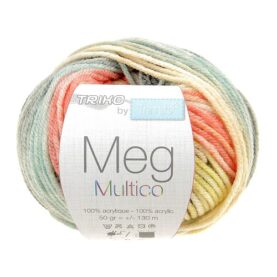 Pelote de fil à tricoter Meg Trimits, coloris Écru et orangé