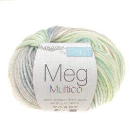 Pelote de fil à tricoter Meg Trimits, coloris Écru et vert pâle