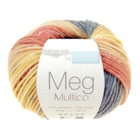 Pelote de fil à tricoter Meg Trimits, coloris Orange, corail et ocre