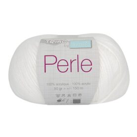 Pelote de fil à tricoter Perle Trimits, coloris Blanc