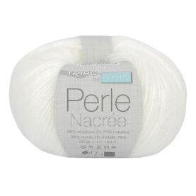 Pelote de fil à tricoter Perle nacrée Trimits, coloris Blanc