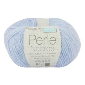Pelote de fil à tricoter Perle nacrée Trimits, coloris Bleu layette