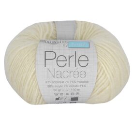 Pelote de fil à tricoter Perle nacrée Trimits, coloris Grège