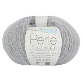 Pelote de fil à tricoter Perle nacrée Trimits, coloris Gris argent