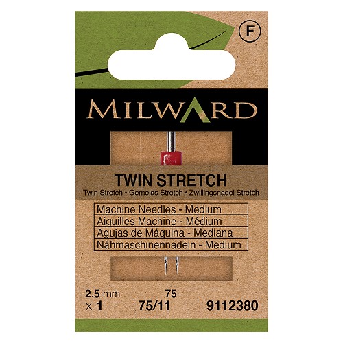 Aiguille jumelée stretch 75/11 - écart 2,5 mm - Milward Aiguille jumelée stretch 75/11 - écart 2,5 mm - Milward