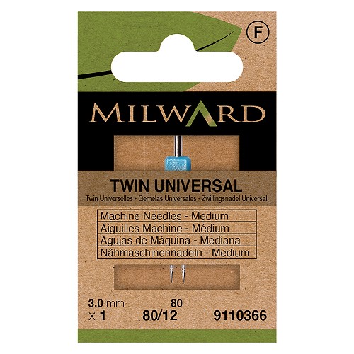 Aiguille jumelée universelle 80/12 - écart 3 mm - Milward Aiguille jumelée universelle 80/12 - écart 3 mm - Milward